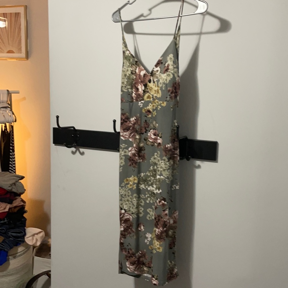 Grey Floral Print Dress